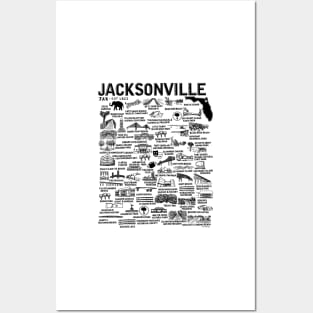 Jacksonville Florida Map Art Posters and Art